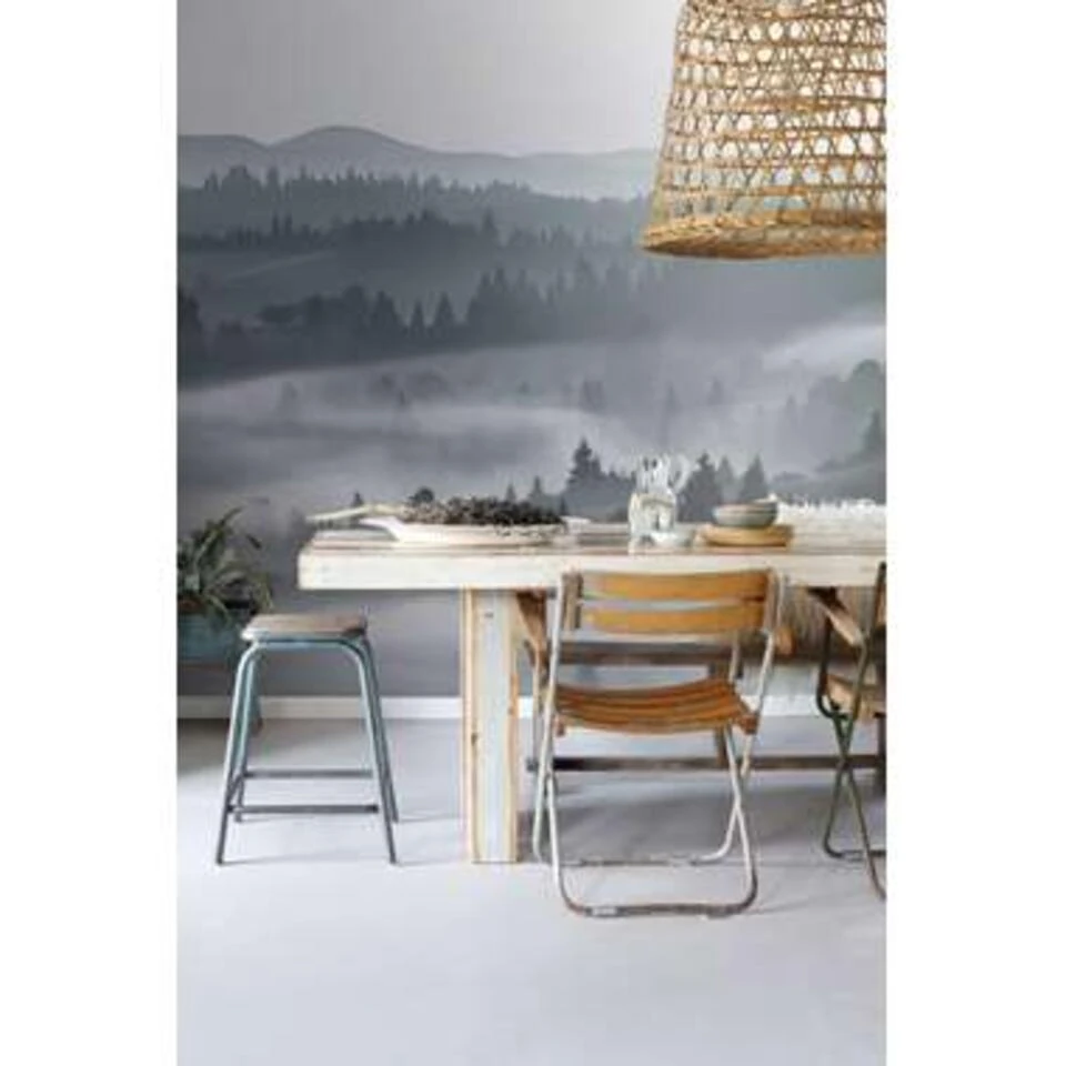 ESTAhome Fotobehang - Mistige Bergen - Groen - 2.79 X 2.79 M - Afbeelding 4