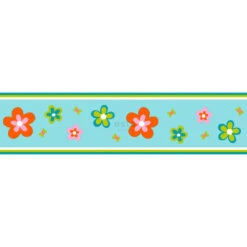ESTAhome Behangrand - Bloemen - Turquoise En Oranje - 13,25 Cm X 5 M
