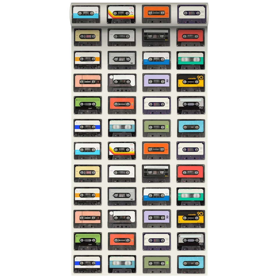 ESTAhome Behang XXL - Vintage Cassettes 1 ESTAhome Behang XXL - Vintage Cassettes
