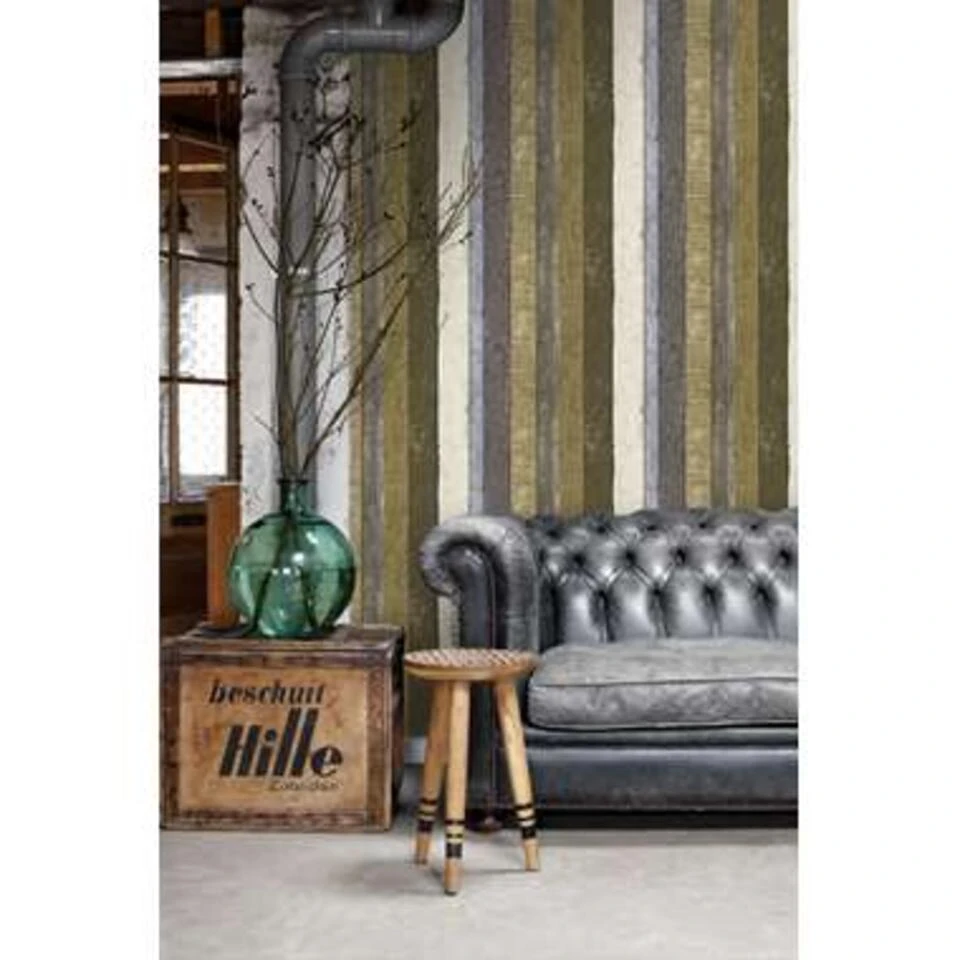 ESTAhome Behang - Houten Plankjes - Bruin En Kaki Groen - Afbeelding 4