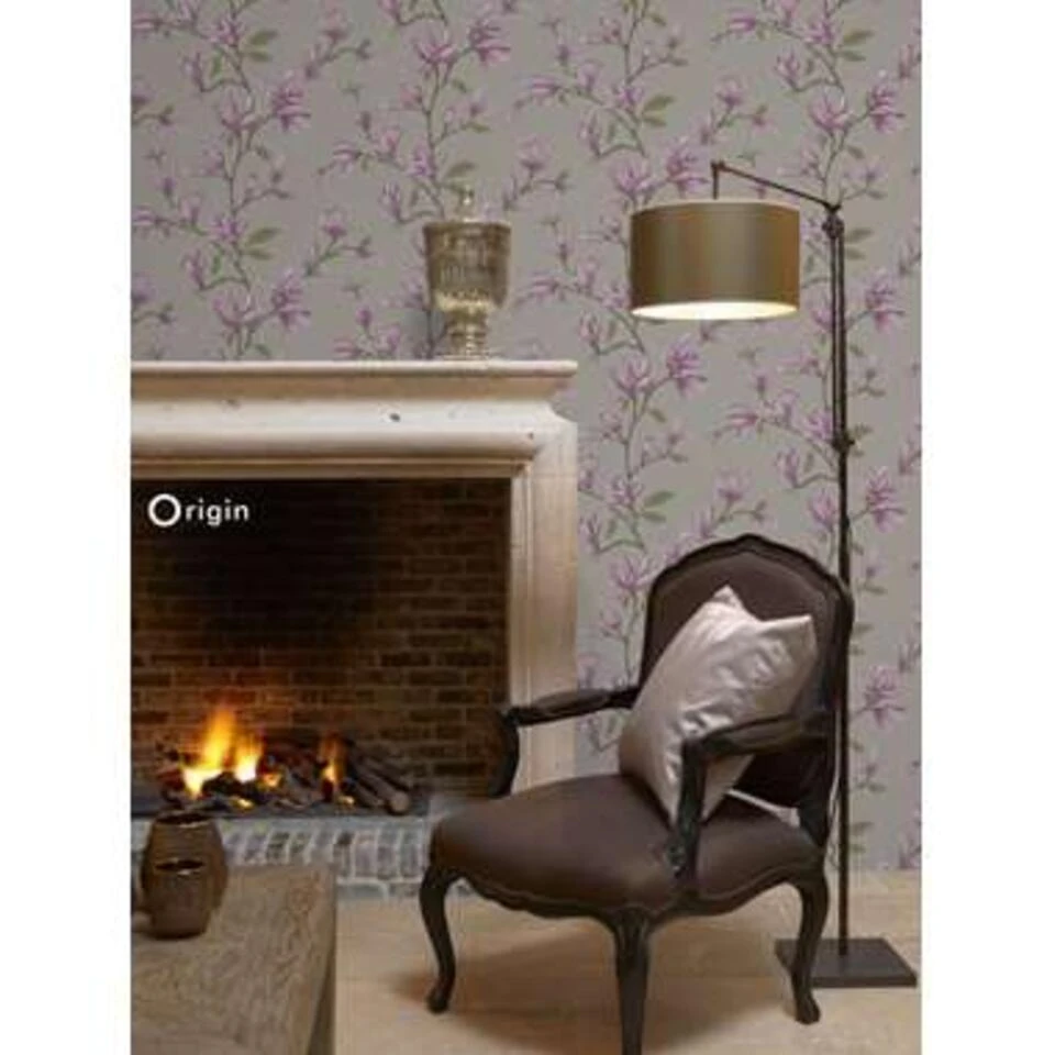 Origin Behang - Magnolia - Taupe En Aubergine Paars - 53 Cm X 10,05 M - Afbeelding 3