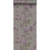 Origin Behang - Magnolia - Taupe En Aubergine Paars - 53 Cm X 10,05 M