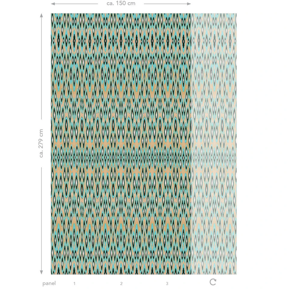 Origin Fotobehang - Coco Ikat - Turquoise - 139,5 Cm X 2,79 M - Afbeelding 4