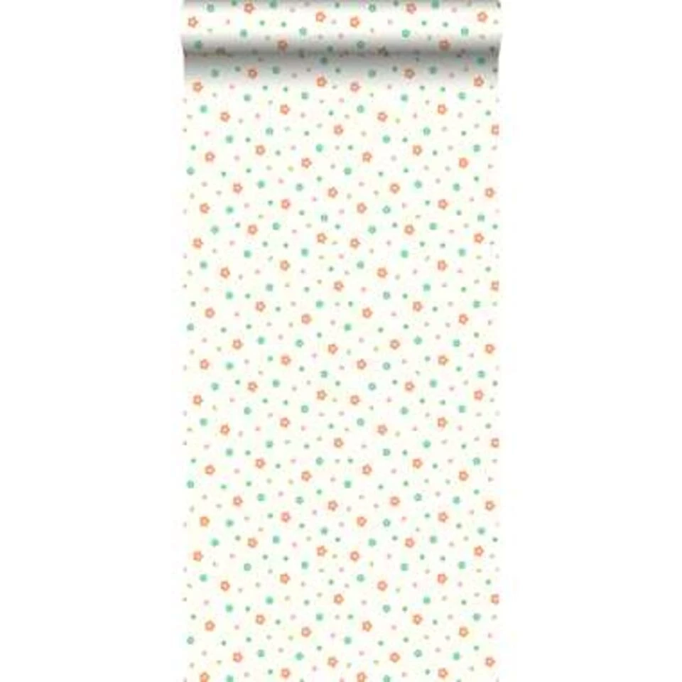 ESTAhome Behang - Bloemen - Limegroen En Oranje - 53 Cm X 10,05 M - Afbeelding 2