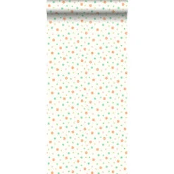 ESTAhome Behang - Bloemen - Limegroen En Oranje - 53 Cm X 10,05 M