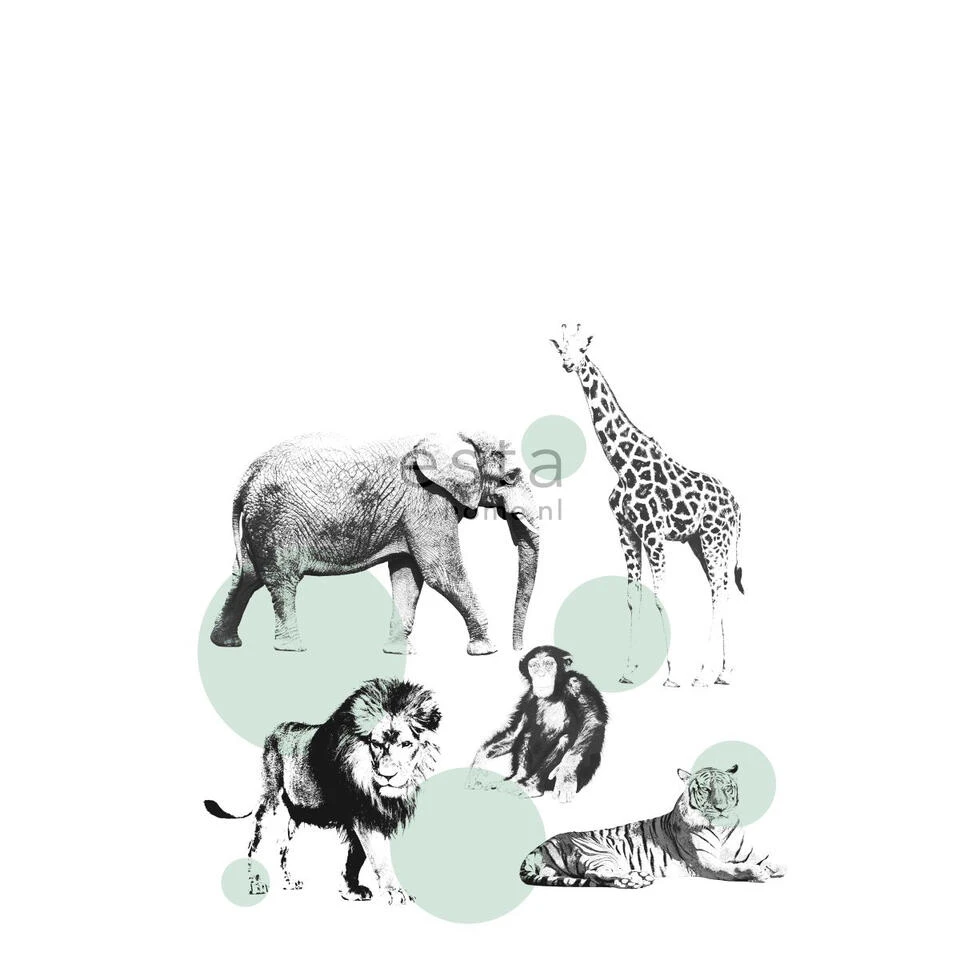 ESTAhome Fotobehang - Dieren - Mintgroen - 186 Cm X 2,79 M
