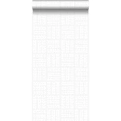 Origin Behang - Blaadjes - Wit En Zilvergrijs - 53 Cm X 10,05 M