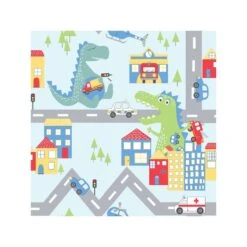 Dutch Wallcoverings - Over The Rainbow- Dino Road Blue - 0,53x10,05m