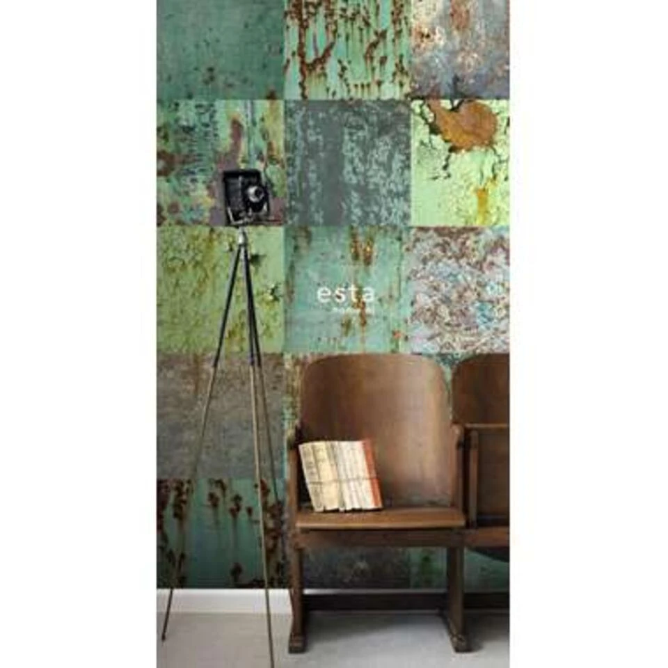ESTAhome Behang XXL - Patchwork Roestige Metalen Platen - Afbeelding 4