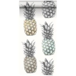 ESTAhome Behang XXL - Ananas - Beige, Mintgroen - 46,5 Cm X 8,37 M
