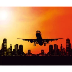 Sanders & Sanders Fotobehang - Vliegtuig - Oranje, Geel En Zwart