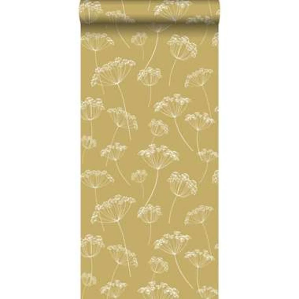 ESTAhome Behang - Schermbloemen - Okergeel En Wit - 0.53 X 10.05 M - Afbeelding 2