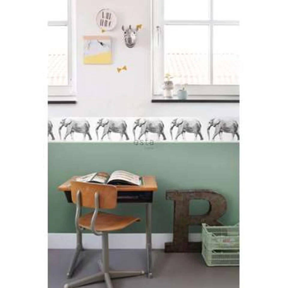 ESTAhome Behangrand - Olifant - Zwart En Wit - 400 Cm X 23,25 Cm - Afbeelding 4