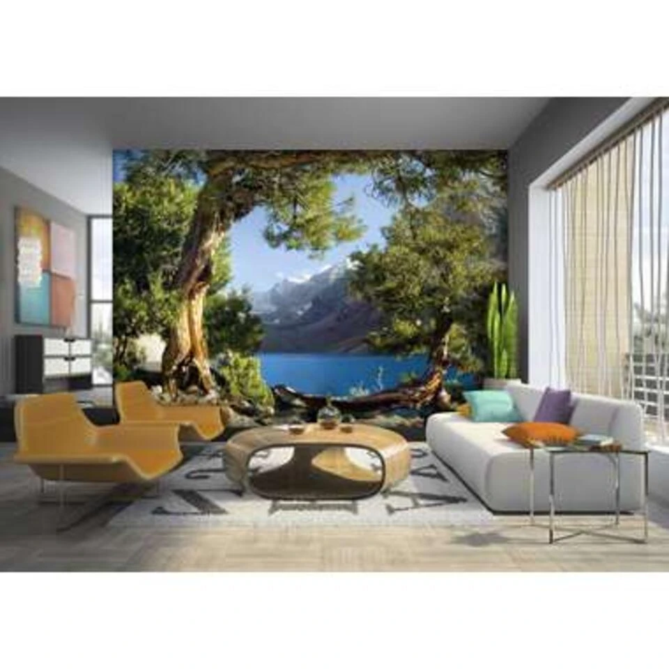 Sanders & Sanders Fotobehang - Berglandschap - Blauw, Groen En Beige - Afbeelding 2