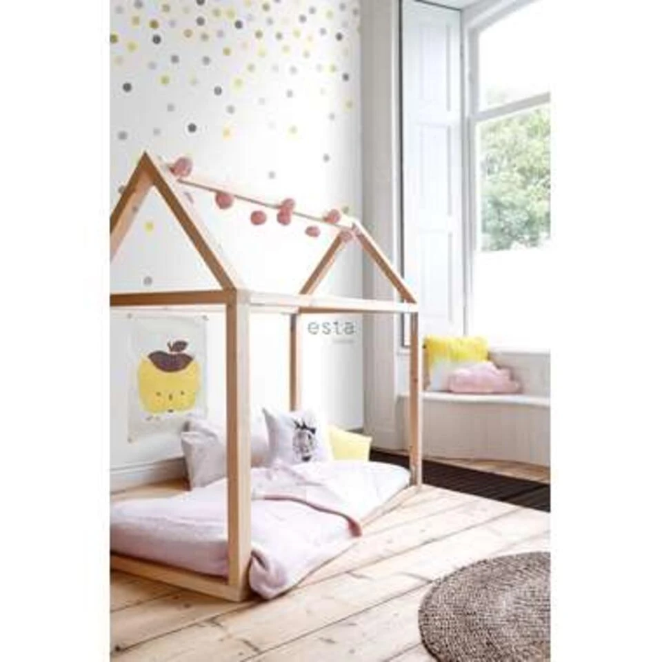 ESTAhome Fotobehang - Confetti Dots - Geel En Grijs - 2 X 2.79 M. - Afbeelding 4