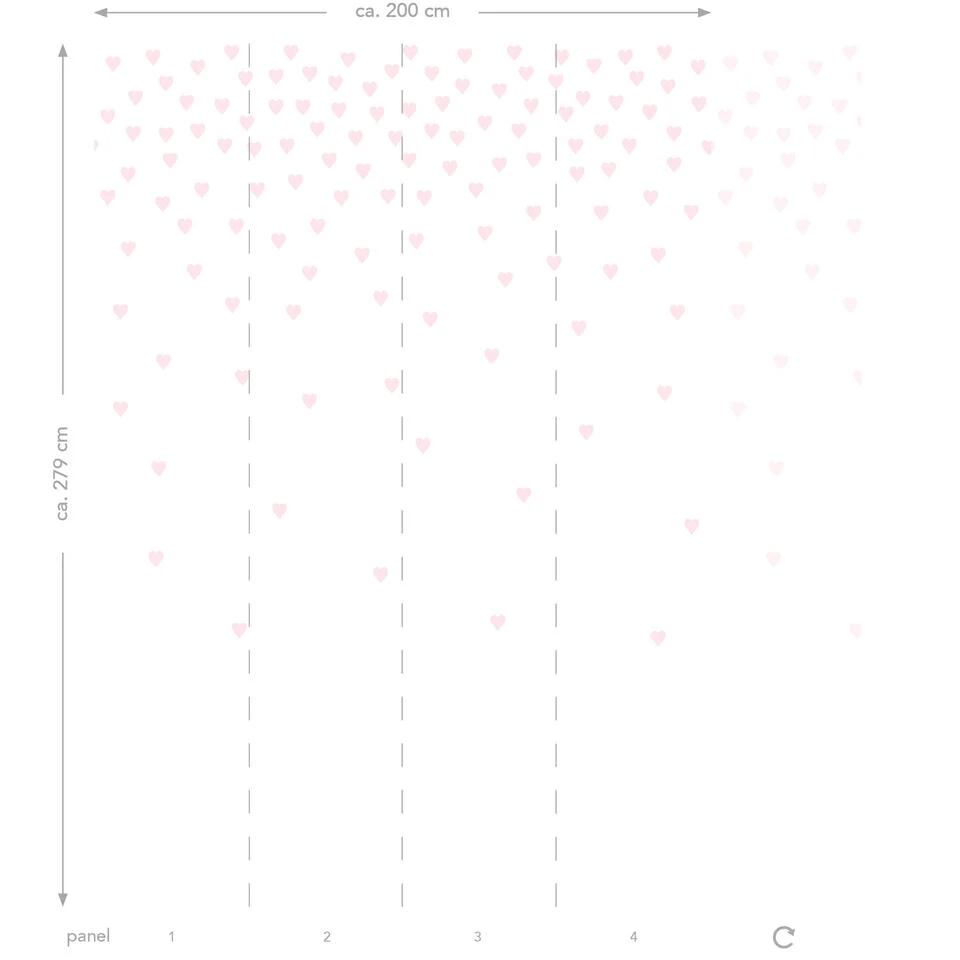 Origin Fotobehang - Confetti Hartjes - Zacht Roze - 2 X 2.79 M - Afbeelding 4