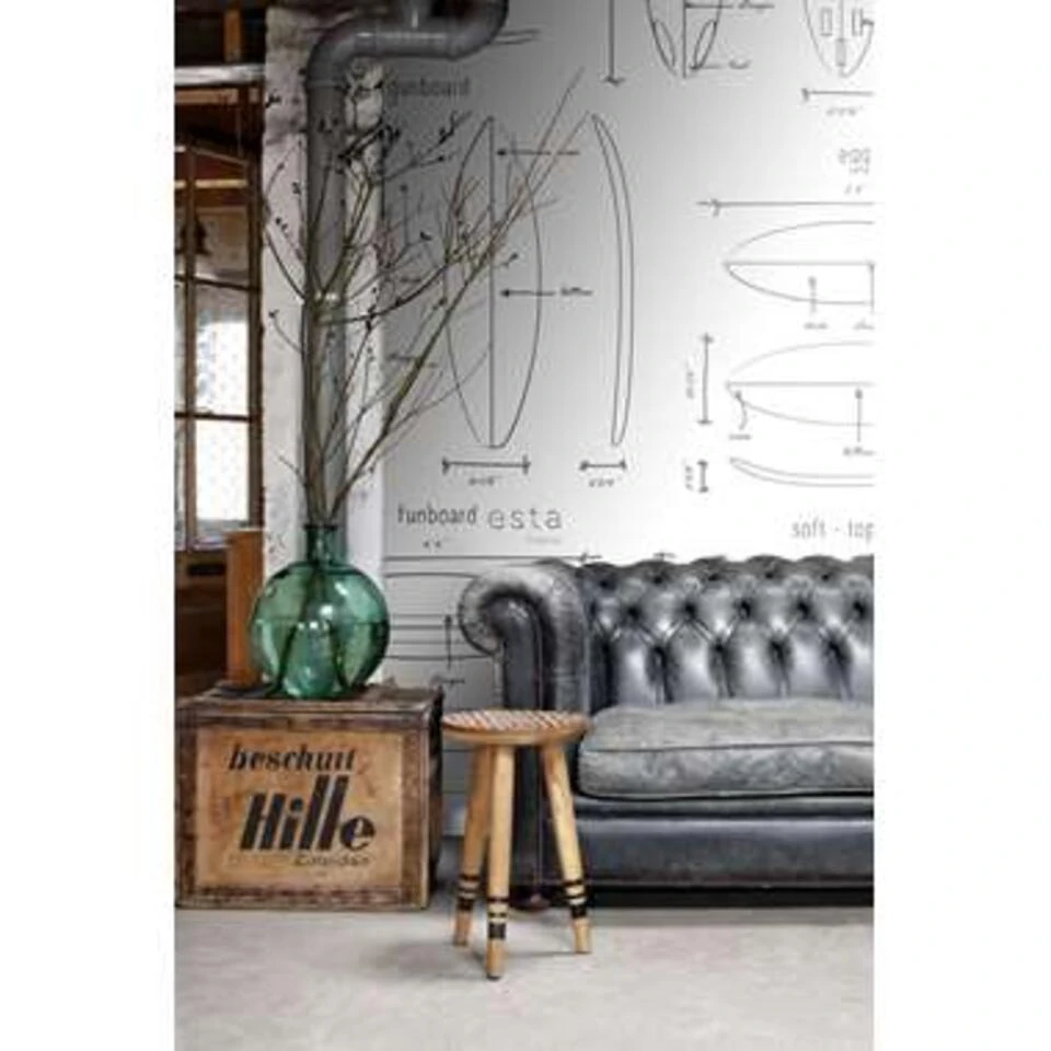 ESTAhome Fotobehang - Surfplanken - Zwart En Wit - 1.86 X 2.79 M - Afbeelding 4