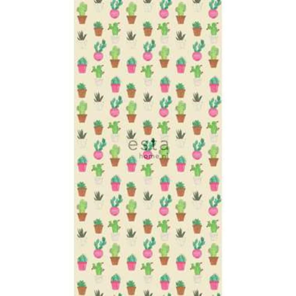 ESTAhome Behang XXL - Cactus - Groen, Roze, Beige - 46,5 Cm X 8,37 M - Afbeelding 4