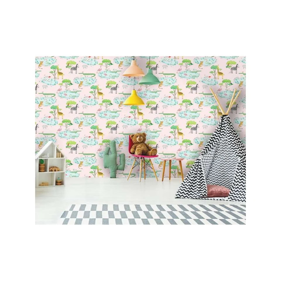 Dutch Wallcoverings - Over The Rainbow- Croco Lake Pink - 0,53x10,05m - Afbeelding 3