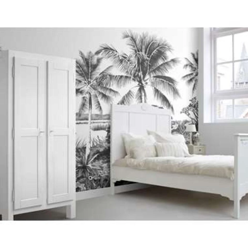 Origin Fotobehang - Landschap Met Palmen - Zwart Wit - 4.185 X 2.79 M - Afbeelding 3