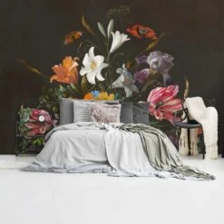 Fotobehang De Heem Stilleven Met Bloemen Op Vaas 260x384 Cm Zwart
