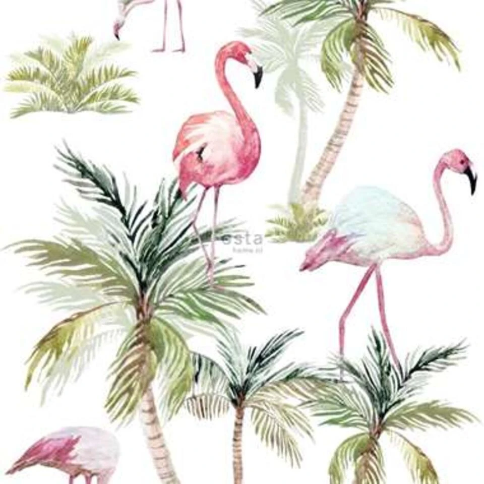 ESTAhome Behang XXL - Flamingo's - Roze - 0.465 X 8.37 M - Afbeelding 2