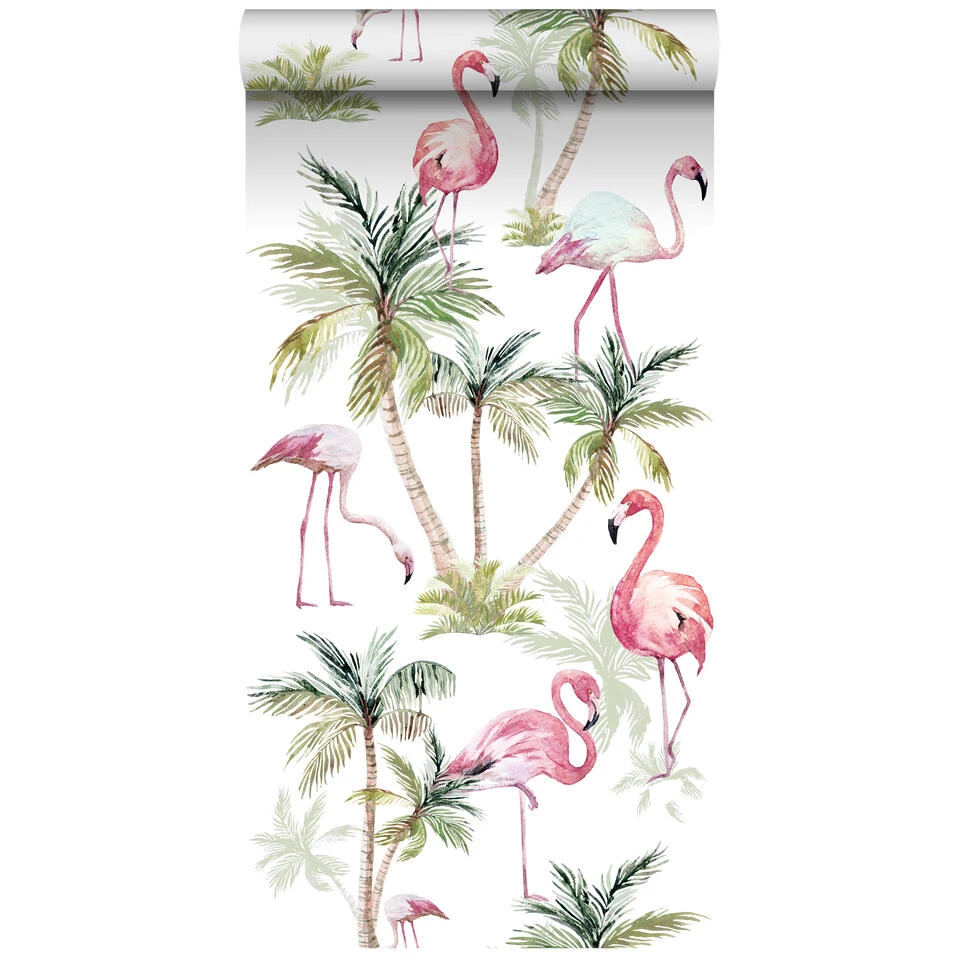 ESTAhome Behang XXL - Flamingo's - Roze - 0.465 X 8.37 M