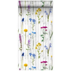 ESTAhome Behang XXL - Veldbloemen - Grijs - 0.465 X 8.37 M