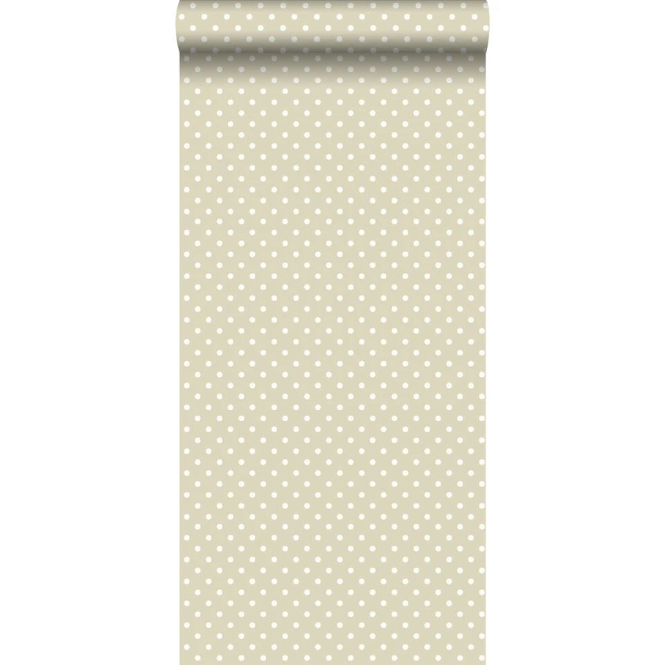 ESTAhome Behang - Kleine Stippen - Glanzend Beige - 53 Cm X 10,05 M