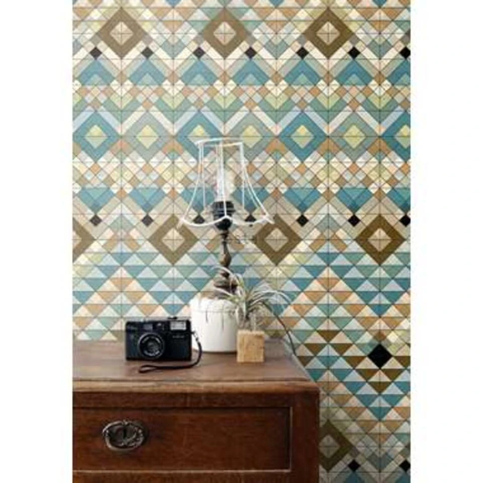 ESTAhome Behang XXL - Aztec-motief - Turquoise, Bruin - 46,5cm X 8,37m - Afbeelding 4