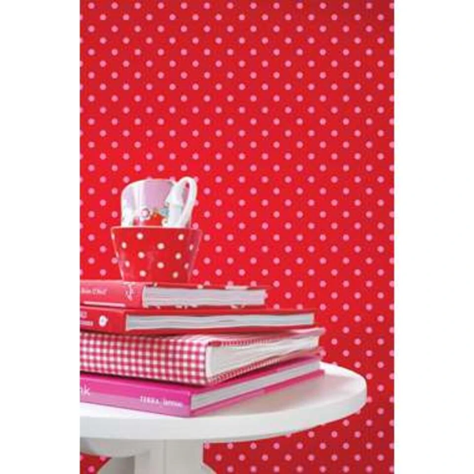 ESTAhome Behang - Kleine Stippen - Rood En Roze - 53 Cm X 10,05 M - Afbeelding 4