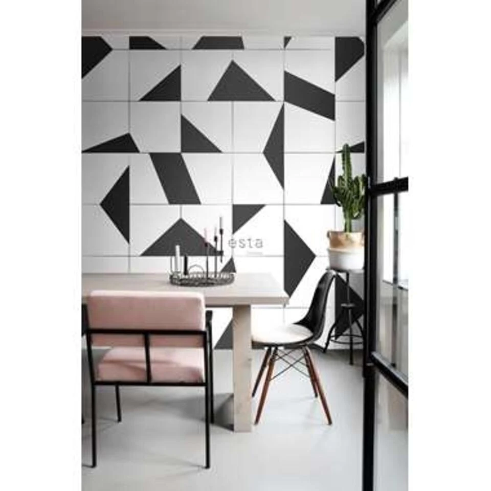 ESTAhome Fotobehang - Tegelmotief - Zwart Wit - 1.86 X 2.79 M - Afbeelding 3
