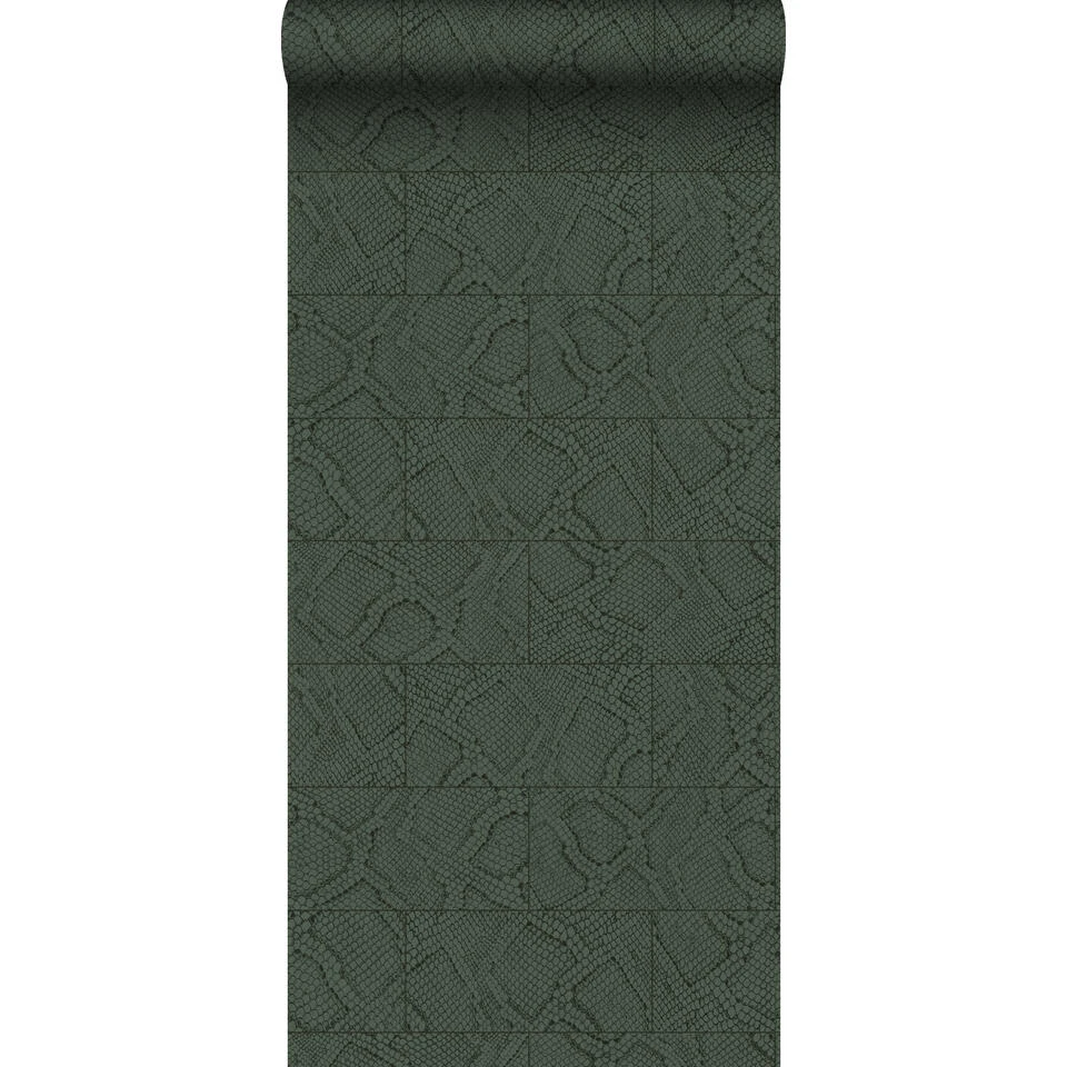 Origin Behang - Slangenprint - Donkergroen - 0.53 X 10.05 M