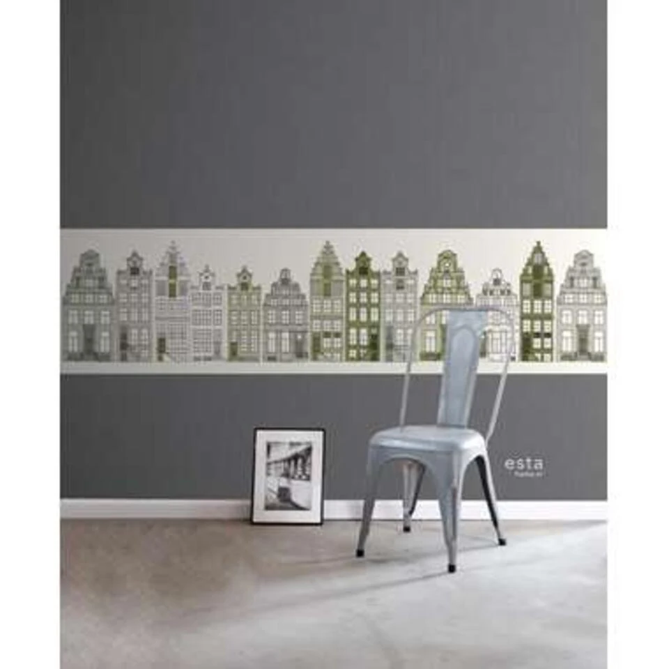 ESTAhome Behangrand - Amsterdamse Huizen - Legergroen - 400 X 46,5 Cm - Afbeelding 4
