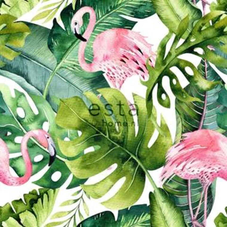 ESTAhome Behang XXL - Tropische Flamingo's - 0.465 X 8.37 M 2 ESTAhome Behang XXL - Tropische Flamingo's - 0.465 X 8.37 M - Afbeelding 2