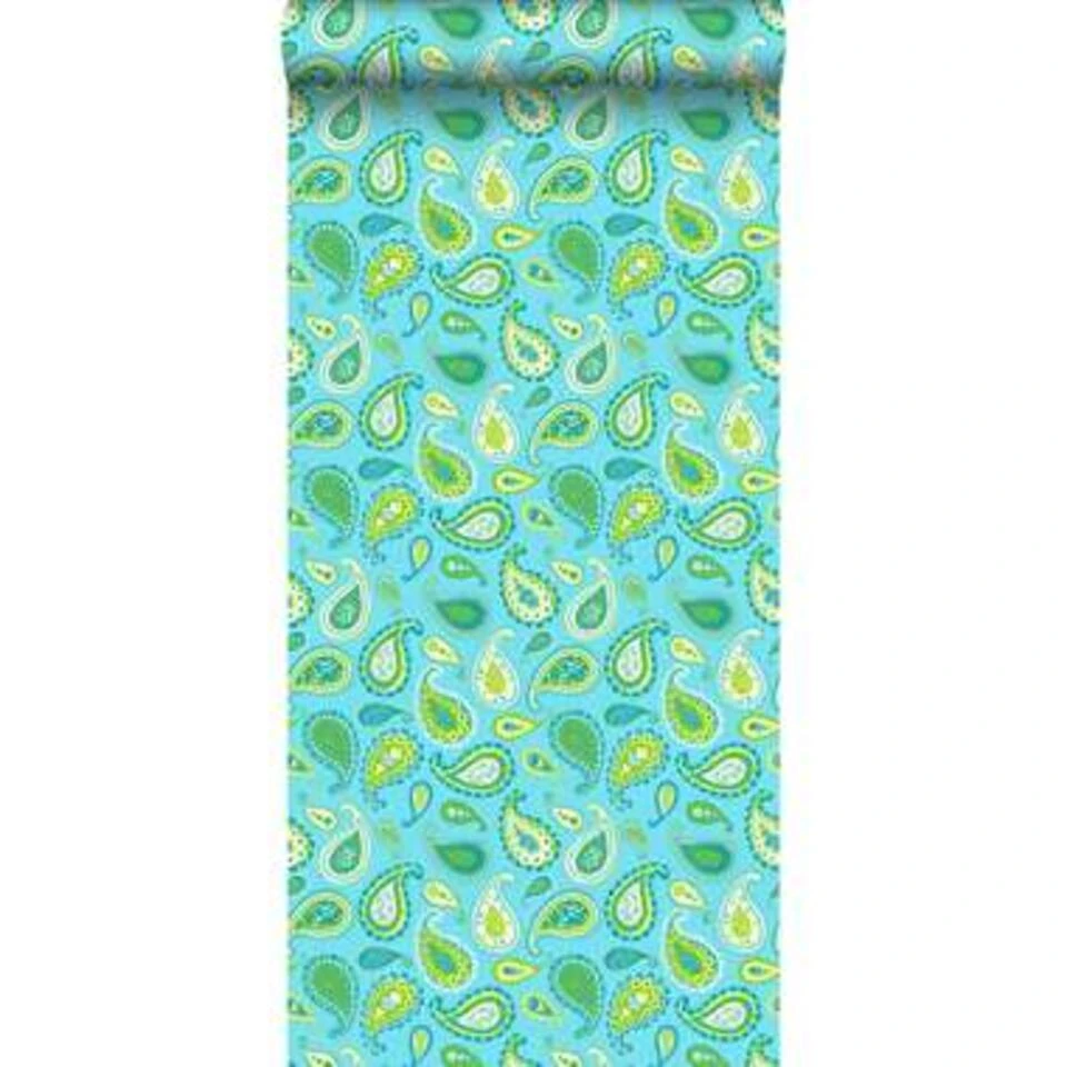 ESTAhome Behang - Paisleys - Turquoise En Limegroen - 53 Cm X 10,05 M - Afbeelding 2