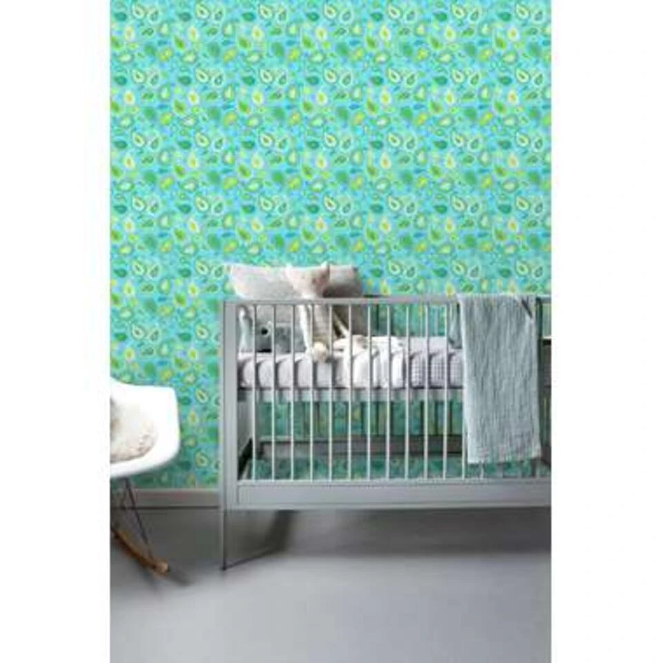 ESTAhome Behang - Paisleys - Turquoise En Limegroen - 53 Cm X 10,05 M - Afbeelding 3