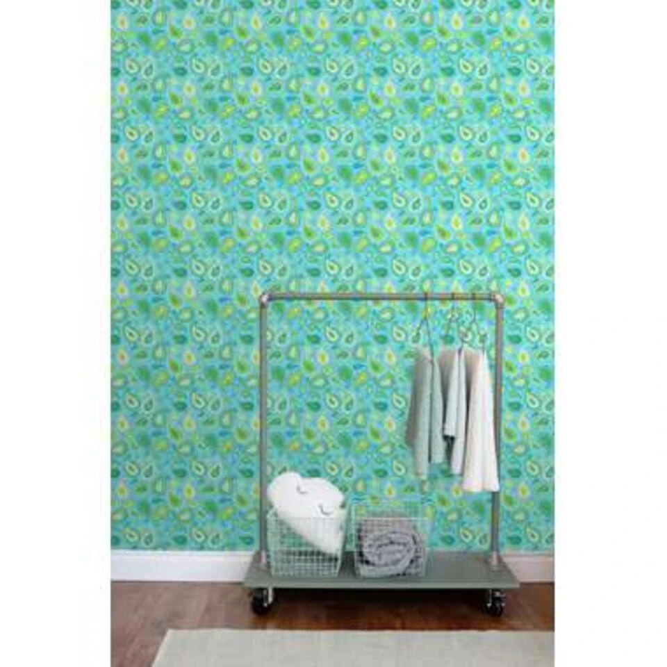 ESTAhome Behang - Paisleys - Turquoise En Limegroen - 53 Cm X 10,05 M - Afbeelding 4