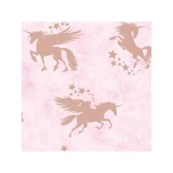Dutch Wallcoverings - Over The Rainbow- Unicorns Pink/Gold -0,53x10,05
