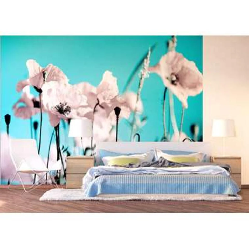 Sanders & Sanders Fotobehang - Bloemen - Blauw En Roze - 360 X 270 Cm - Afbeelding 2