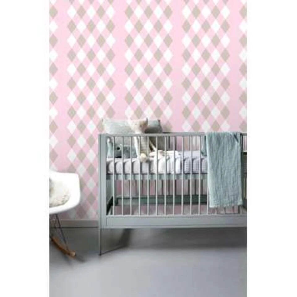ESTAhome Behang - Ruiten - Babyroze - 53 Cm X 10,05 M - Afbeelding 3
