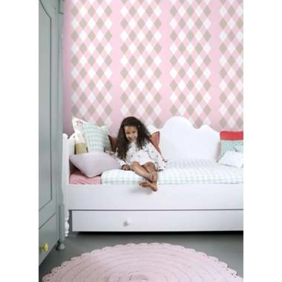 ESTAhome Behang - Ruiten - Babyroze - 53 Cm X 10,05 M - Afbeelding 4