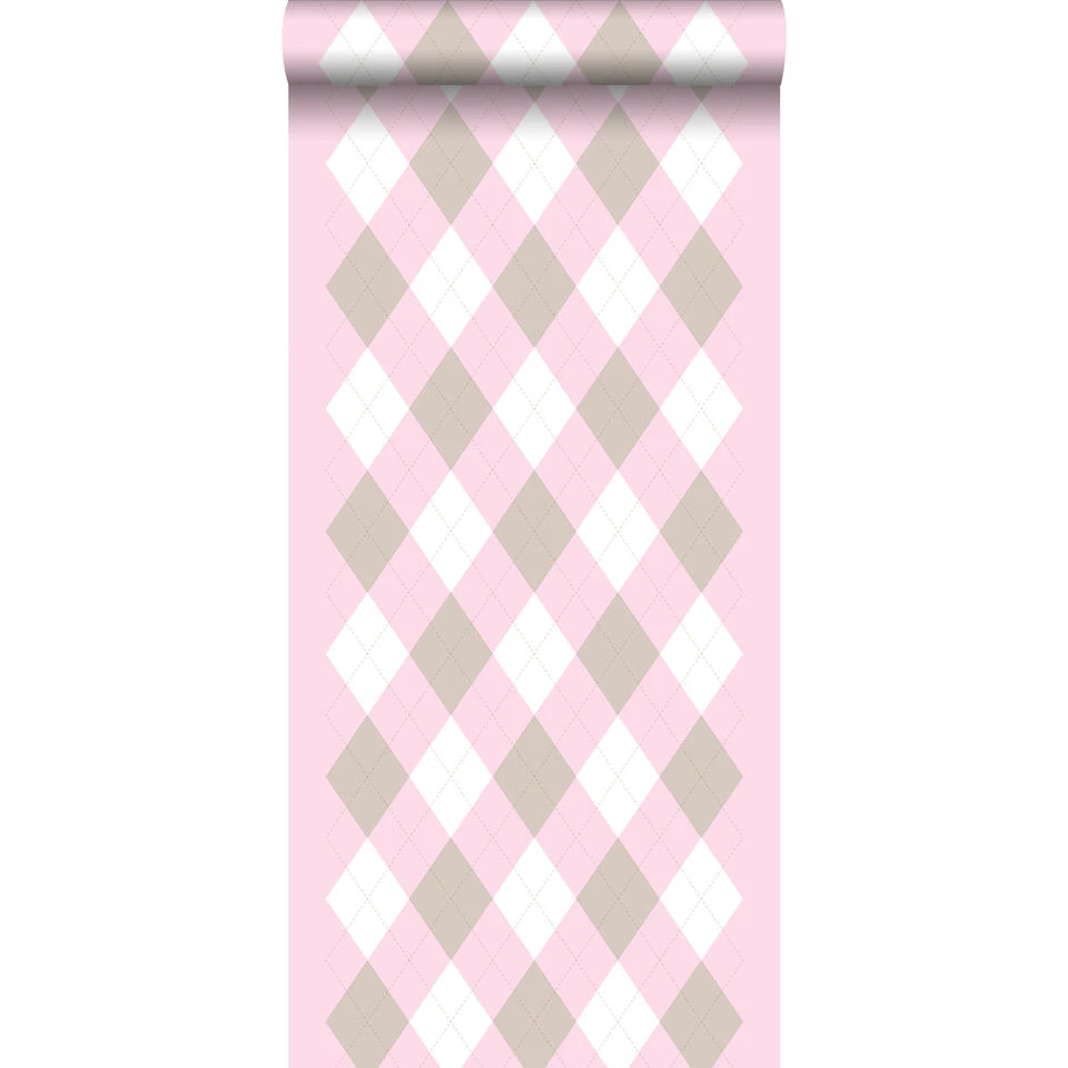 ESTAhome Behang - Ruiten - Babyroze - 53 Cm X 10,05 M