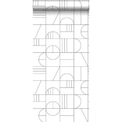 ESTAhome Behang - Art Deco Motief - Wit En Zwart - 0.53 X 10.05 M