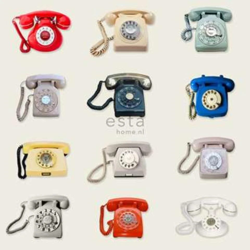 ESTAhome Behang XXL - Retro Telefoons - Kleurrijk - 46,5 Cm X 8,37 M 2 ESTAhome Behang XXL - Retro Telefoons - Kleurrijk - 46,5 Cm X 8,37 M - Afbeelding 2