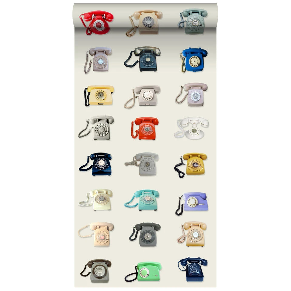 ESTAhome Behang XXL - Retro Telefoons - Kleurrijk - 46,5 Cm X 8,37 M 1 ESTAhome Behang XXL - Retro Telefoons - Kleurrijk - 46,5 Cm X 8,37 M