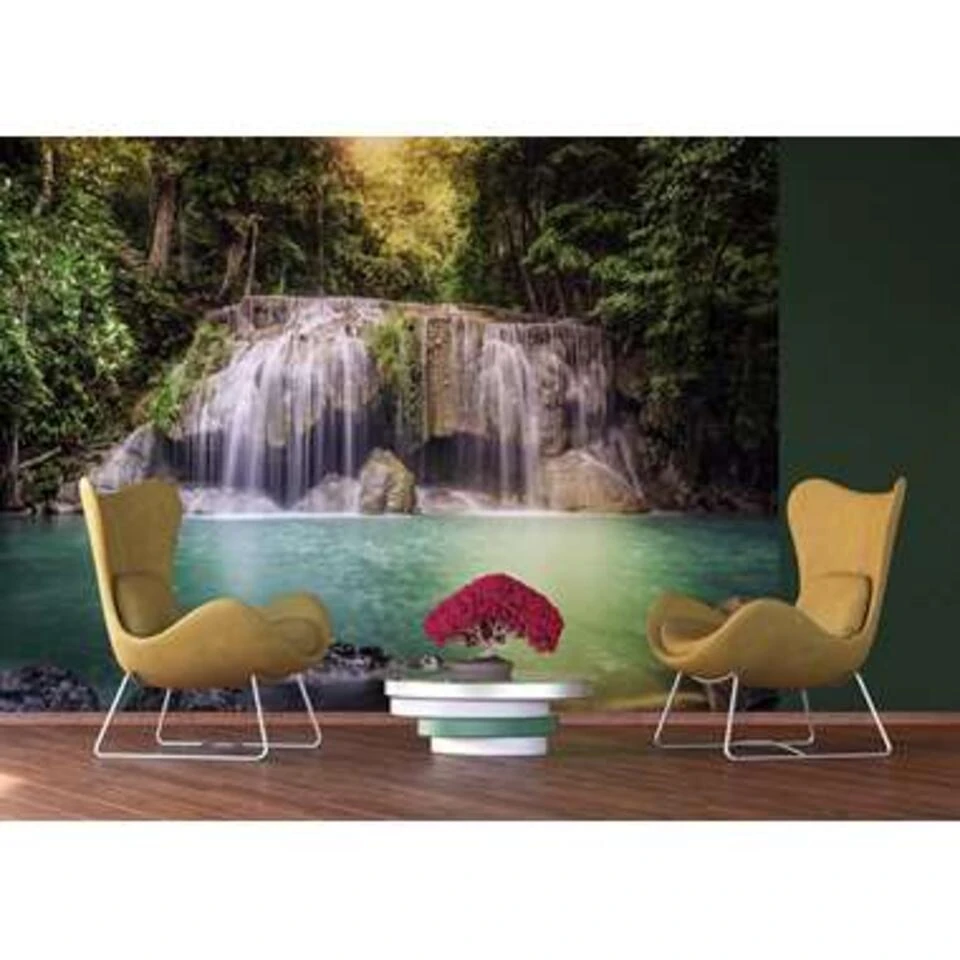 Sanders & Sanders Fotowand - Waterval - Groen En Bruin - 360 X 254 Cm - Afbeelding 2