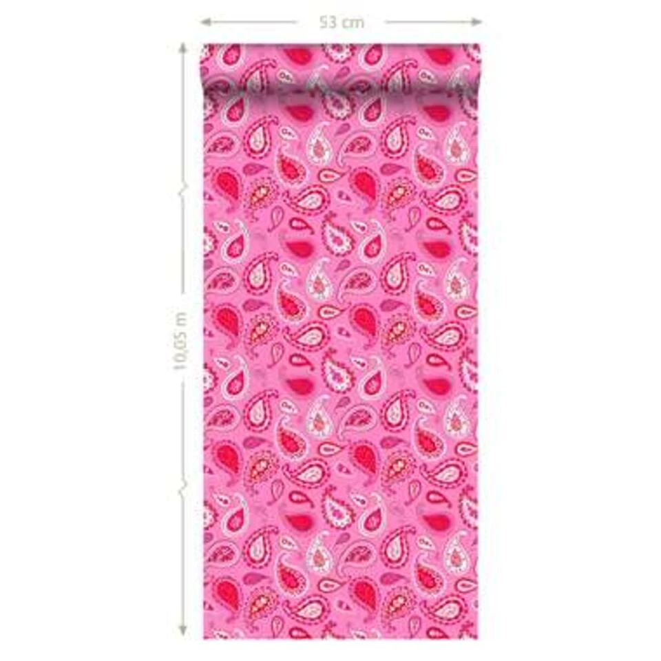 ESTAhome Behang - Paisleys - Fuchsia Roze - 53 Cm X 10,05 M 4 ESTAhome Behang - Paisleys - Fuchsia Roze - 53 Cm X 10,05 M - Afbeelding 4