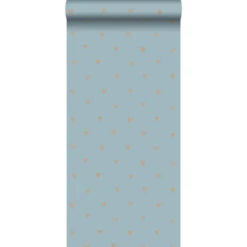 ESTAhome Behang - Hartjes - Blauw En Koperbruin - 53 Cm X 10,05 M