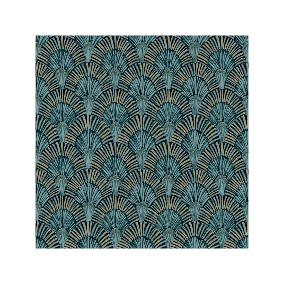 Dutch Wallcoverings - Jungle Fever Deco Fan Blauw/goud - 0,53x10,05m - Afbeelding 2